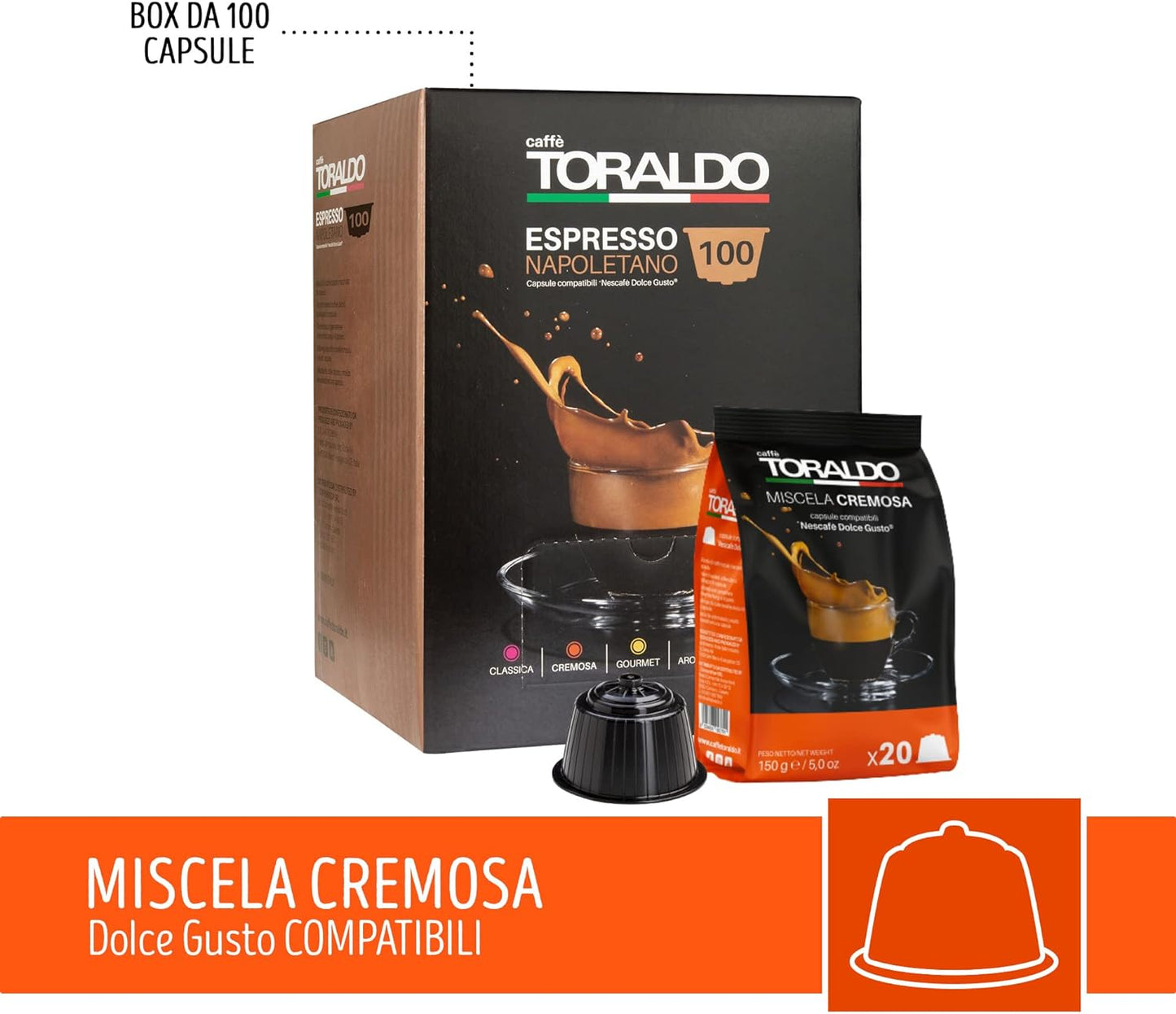 TORALDO | Capsule Dolce Gusto®* | Miscela Cremosa - 100 pz