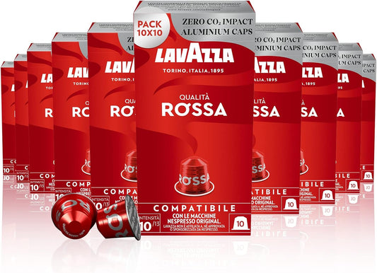 LAVAZZA | Compatibili Nespresso®* | Qualità Rossa – 100 Capsule in Alluminio.