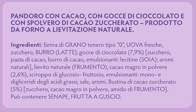 Bauli Pandoro di Verona – Cacao e Gocce di Cioccolato – 1 kg