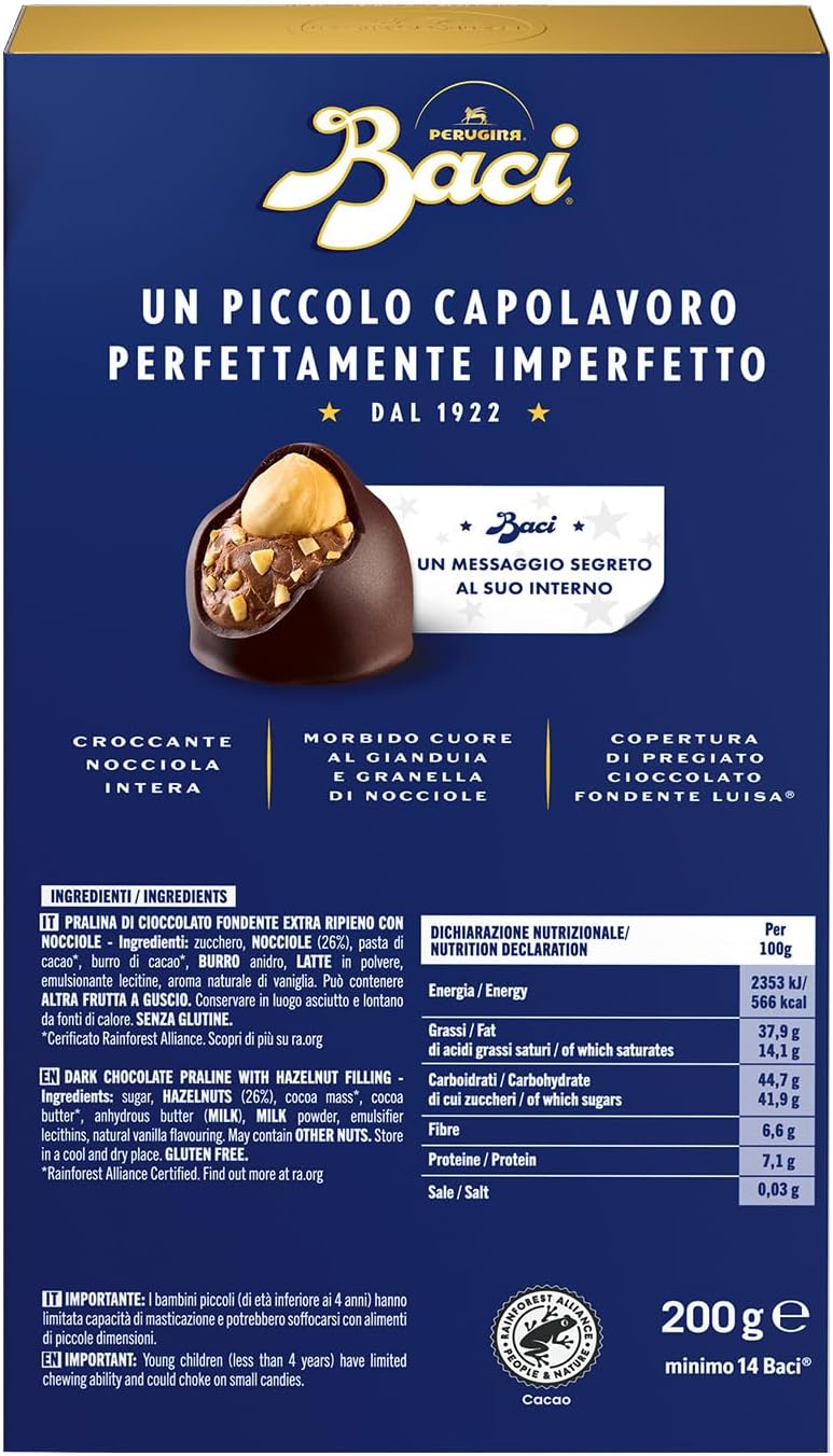BACI PERUGINA Classico Cioccolatini Fondenti 200g - Scatola 16