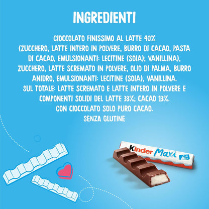 Kinder Maxi-  Barrette di Cioccolato al Latte Ripieno - 40 pz