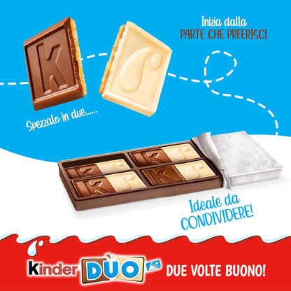 Kinder Duo - Biscotti Ricoperti di Cioccolato al Latte e Cioccolato Bianco - 48 pz