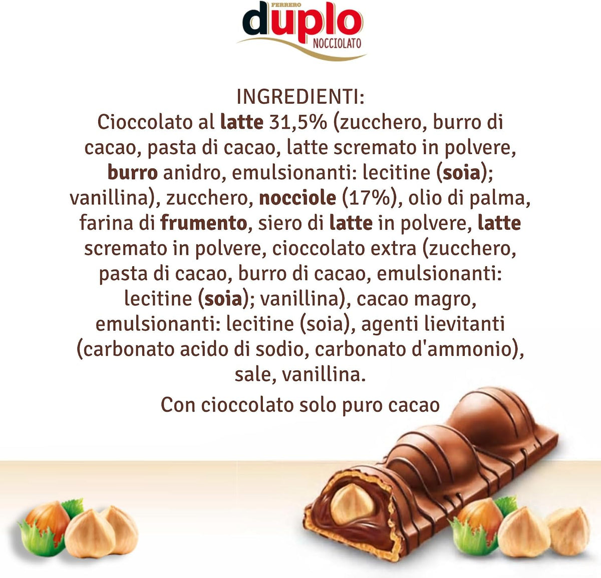Ferrero Duplo - Barrette al Cioccolato e Nocciole - 25 pz