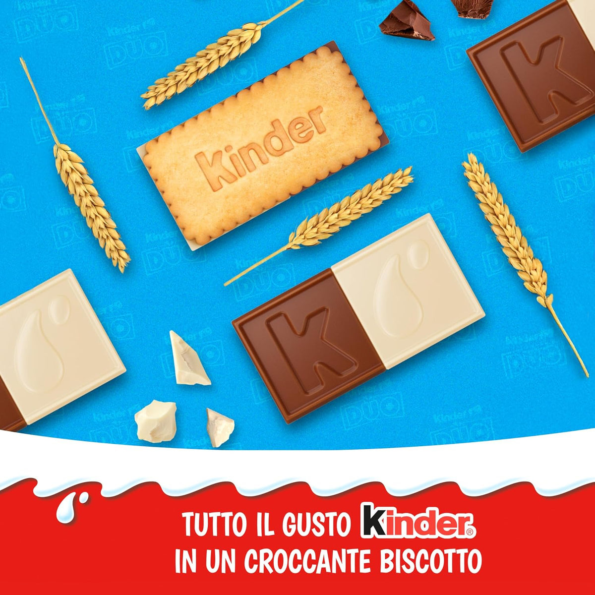 Kinder Duo - Biscotti Ricoperti di Cioccolato al Latte e Cioccolato Bianco - 48 pz